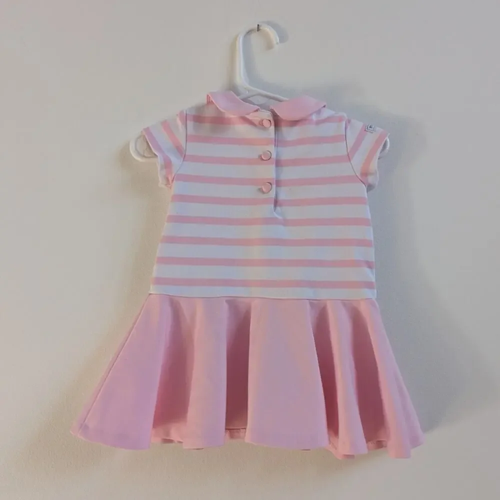 Ralph Lauren Dress Baby Girls Sz 6m Pink Preppy Stripe